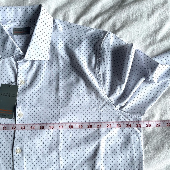 Perry Ellis Portfolio Performance Tech Dress Shirt Modern Fit 17.5 Gorpcore Lite - Picture 10 of 15